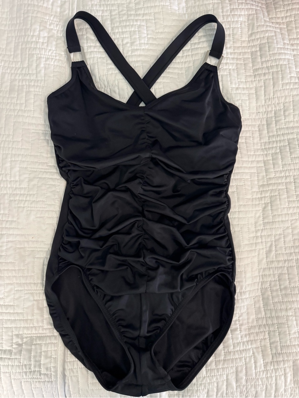 Lands' End Black One-Piece Swimsuit with Crossback Straps - Brand New NO TAGS